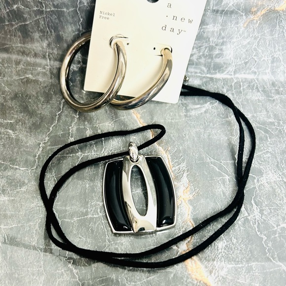 Lia Sophia Jewelry - Lia Sophia Pendant necklace with New Day Silver Hoop Earrings! WHAT A DUO!!🌸 NWT